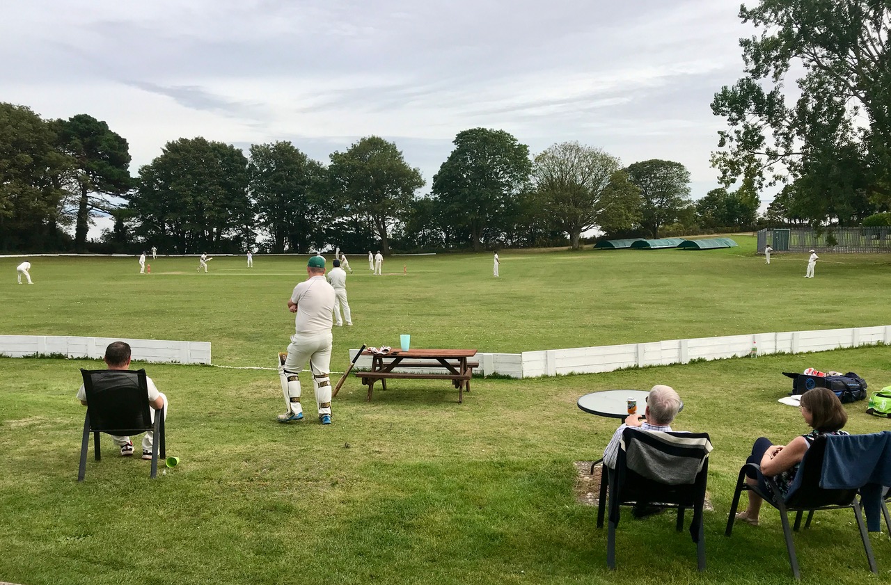 Barry Wanderers cricket club, with spectators watching a game in progress.